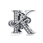 BSC030 26 lettere braccialetto fai da te accessori con perline zircone argento perline, stile:, A, B, C, D, E, F, G, H, I, J, K, L, M, N, O, P, Q, R, S, T, U, V, W, X