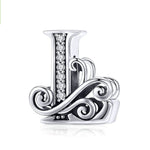 BSC030 26 lettere braccialetto fai da te accessori con perline zircone argento perline, stile:, A, B, C, D, E, F, G, H, I, J, K, L, M, N, O, P, Q, R, S, T, U, V, W, X