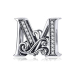 BSC030 26 lettere braccialetto fai da te accessori con perline zircone argento perline, stile:, A, B, C, D, E, F, G, H, I, J, K, L, M, N, O, P, Q, R, S, T, U, V, W, X