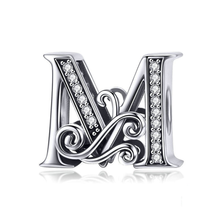 BSC030 26 lettere braccialetto fai da te accessori con perline zircone argento perline, stile:, A, B, C, D, E, F, G, H, I, J, K, L, M, N, O, P, Q, R, S, T, U, V, W, X