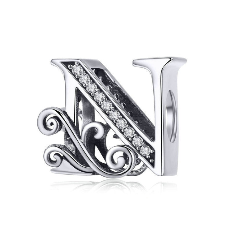 BSC030 26 lettere braccialetto fai da te accessori con perline zircone argento perline, stile:, A, B, C, D, E, F, G, H, I, J, K, L, M, N, O, P, Q, R, S, T, U, V, W, X