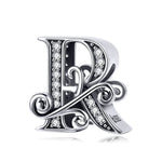 BSC030 26 lettere braccialetto fai da te accessori con perline zircone argento perline, stile:, A, B, C, D, E, F, G, H, I, J, K, L, M, N, O, P, Q, R, S, T, U, V, W, X