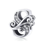 BSC030 26 lettere braccialetto fai da te accessori con perline zircone argento perline, stile:, A, B, C, D, E, F, G, H, I, J, K, L, M, N, O, P, Q, R, S, T, U, V, W, X