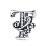 BSC030 26 lettere braccialetto fai da te accessori con perline zircone argento perline, stile:, A, B, C, D, E, F, G, H, I, J, K, L, M, N, O, P, Q, R, S, T, U, V, W, X