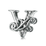 BSC030 26 lettere braccialetto fai da te accessori con perline zircone argento perline, stile:, A, B, C, D, E, F, G, H, I, J, K, L, M, N, O, P, Q, R, S, T, U, V, W, X