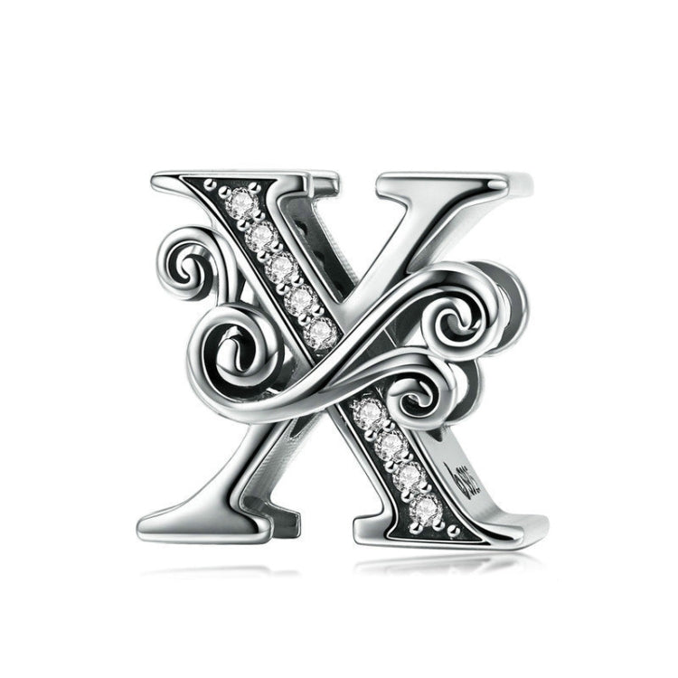 BSC030 26 lettere braccialetto fai da te accessori con perline zircone argento perline, stile:, A, B, C, D, E, F, G, H, I, J, K, L, M, N, O, P, Q, R, S, T, U, V, W, X