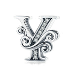 BSC030 26 lettere braccialetto fai da te accessori con perline zircone argento perline, stile:, Y, Z