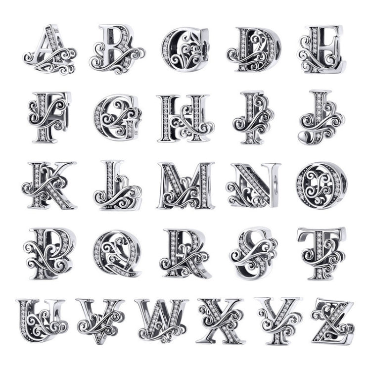 BSC030 26 lettere braccialetto fai da te accessori con perline zircone argento perline, stile:, Y, Z