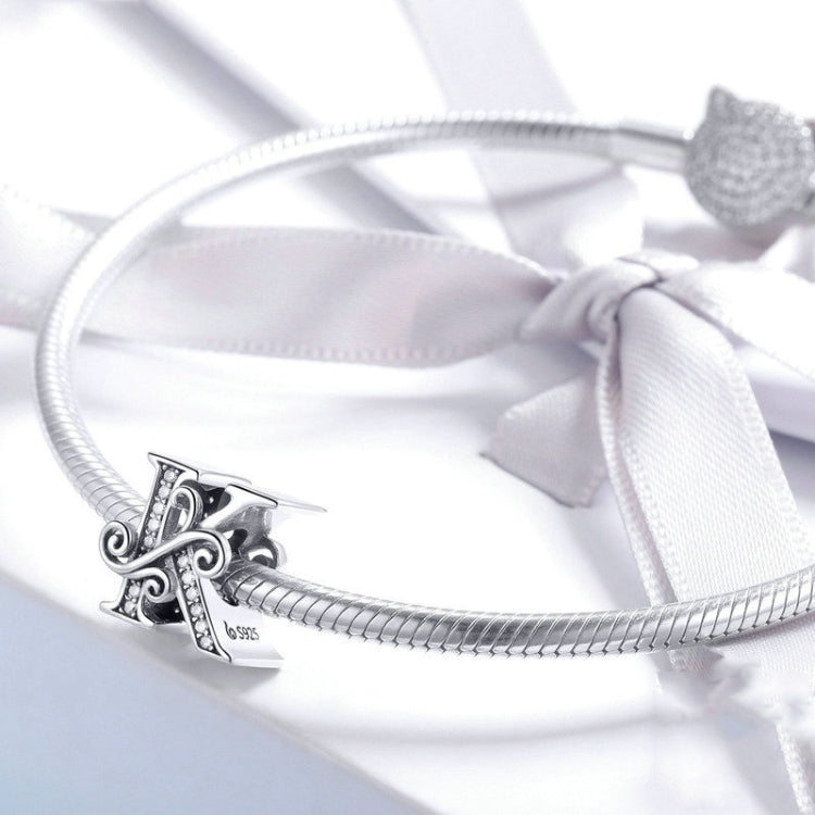 BSC030 26 lettere braccialetto fai da te accessori con perline zircone argento perline, stile:, Y, Z