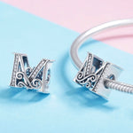 BSC030 26 lettere braccialetto fai da te accessori con perline zircone argento perline, stile:, Y, Z