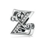 BSC030 26 lettere braccialetto fai da te accessori con perline zircone argento perline, stile:, Y, Z