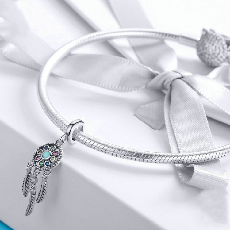 SCC961 S925 Argento Perla Dream Catcher Bracciale con ciondolo in rete Accessori gioielli fai da te, SCC961