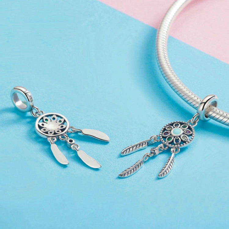 SCC961 S925 Argento Perla Dream Catcher Bracciale con ciondolo in rete Accessori gioielli fai da te, SCC961