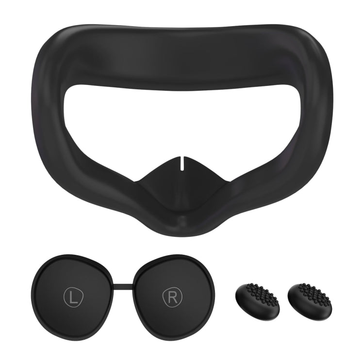 Maschera per gli occhi in silicone VR + copertura protettiva per obiettivo + cappello joystick, per Oculus Quest 2, Eye Mask+Lens Protective Cover+Joystick Hat (Black), Eye Mask+Lens Protective Cover+Joystick Hat (White)
