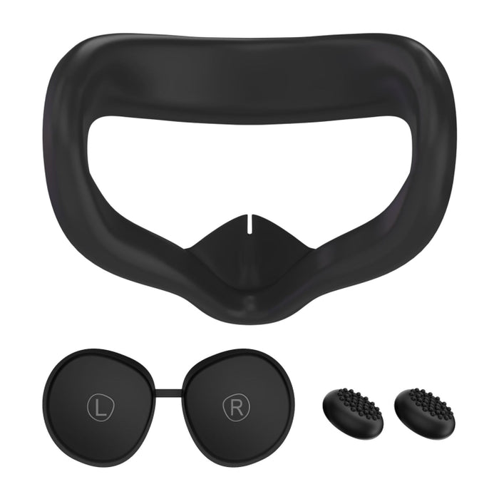 Maschera per gli occhi in silicone VR + copertura protettiva per obiettivo + cappello joystick, per Oculus Quest 2, Eye Mask+Lens Protective Cover+Joystick Hat (Black), Eye Mask+Lens Protective Cover+Joystick Hat (White)
