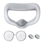 Maschera per gli occhi in silicone VR + copertura protettiva per obiettivo + cappello joystick, per Oculus Quest 2, Eye Mask+Lens Protective Cover+Joystick Hat (Black), Eye Mask+Lens Protective Cover+Joystick Hat (White)