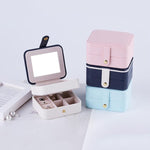 SH688-58 Portagioie portagioie quadrato a doppio strato in PU, Double-Layer (White), Double-Layer (Navy Blue), Double-Layer (Pink), Double-Layer (Light Blue)