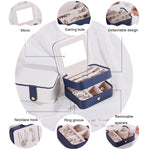 SH688-58 Portagioie portagioie quadrato a doppio strato in PU, Double-Layer (White), Double-Layer (Navy Blue), Double-Layer (Pink), Double-Layer (Light Blue)