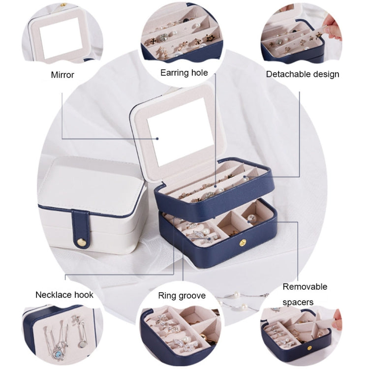 SH688-58 Portagioie portagioie quadrato a doppio strato in PU, Double-Layer (White), Double-Layer (Navy Blue), Double-Layer (Pink), Double-Layer (Light Blue)