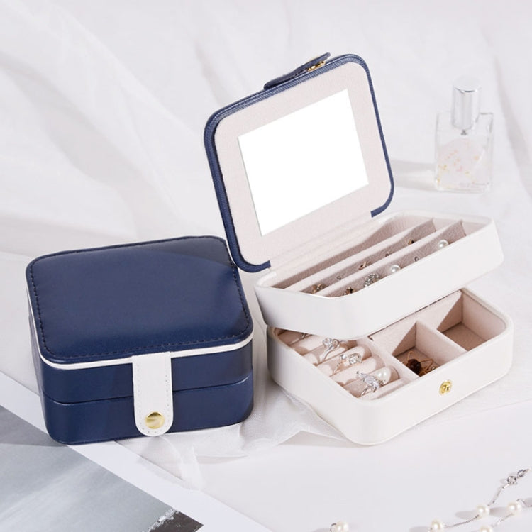 SH688-58 Portagioie portagioie quadrato a doppio strato in PU, Double-Layer (White), Double-Layer (Navy Blue), Double-Layer (Pink), Double-Layer (Light Blue)