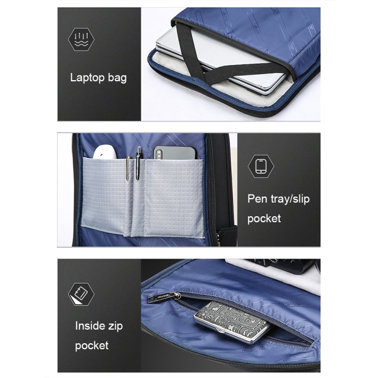 Bopai 61-120891 Zaino da lavoro multifunzionale antifurto per laptop con foro di ricarica USB