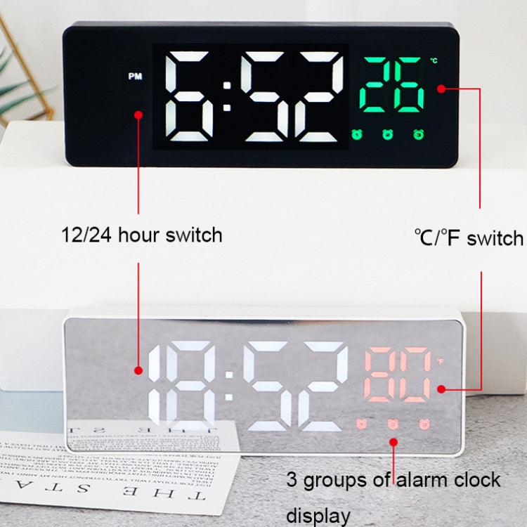 0715 LED ad attivazione vocale Muto Data Visualizzazione temperatura Orologio elettronico, Black Surface Blue Light, Black Surface Green Light, Black Surface Red Light, White Shell Blue Light, White Shell Green Light, White Shell Red Light             ...