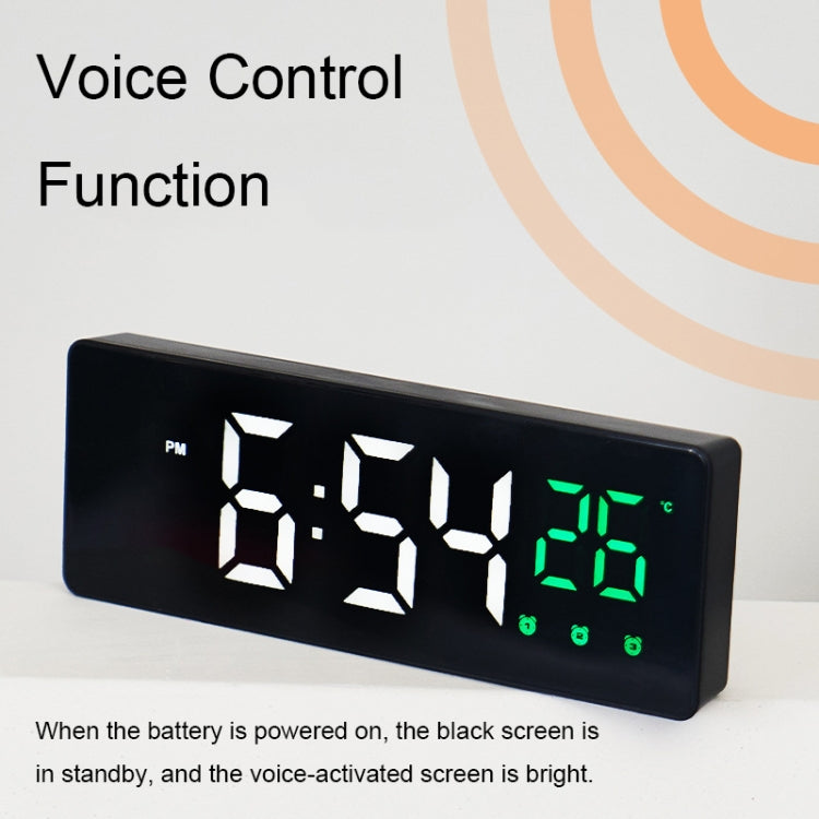 0715 LED ad attivazione vocale Muto Data Visualizzazione temperatura Orologio elettronico, Black Surface Blue Light, Black Surface Green Light, Black Surface Red Light, White Shell Blue Light, White Shell Green Light, White Shell Red Light             ...
