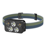 Ricarica USB in esecuzione forte faro calvo pesca campeggio luce impermeabile, stile:, 3 Light Head, 5 Light Head