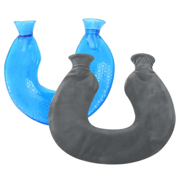 Borsa per acqua calda a prova di esplosione a prova di esplosione della spalla e del collo della compressa calda del PVC a forma di U, Blue + Gray Crystal, Blue + Navy Crystal, Blue + Green Snowflake Knitted, Blue + Gray Knitted, Blue + Cyan Knitted   ...