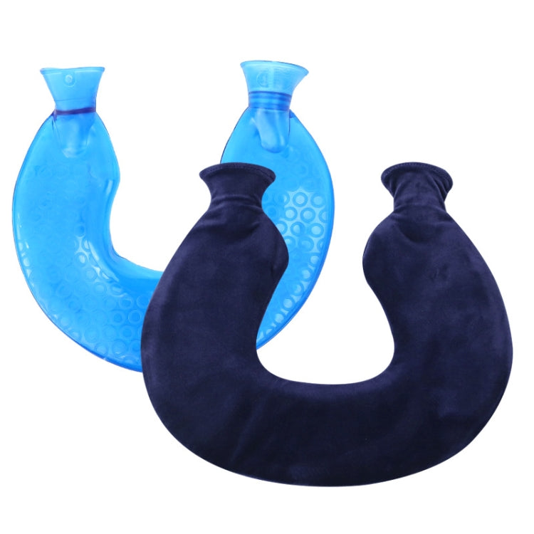 Borsa per acqua calda a prova di esplosione a prova di esplosione della spalla e del collo della compressa calda del PVC a forma di U, Blue + Gray Crystal, Blue + Navy Crystal, Blue + Green Snowflake Knitted, Blue + Gray Knitted, Blue + Cyan Knitted   ...