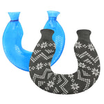 Borsa per acqua calda a prova di esplosione a prova di esplosione della spalla e del collo della compressa calda del PVC a forma di U, Blue + Gray Crystal, Blue + Navy Crystal, Blue + Green Snowflake Knitted, Blue + Gray Knitted, Blue + Cyan Knitted   ...