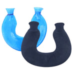 Borsa per acqua calda a prova di esplosione a prova di esplosione della spalla e del collo della compressa calda del PVC a forma di U, Blue + Gray Crystal, Blue + Navy Crystal, Blue + Green Snowflake Knitted, Blue + Gray Knitted, Blue + Cyan Knitted   ...
