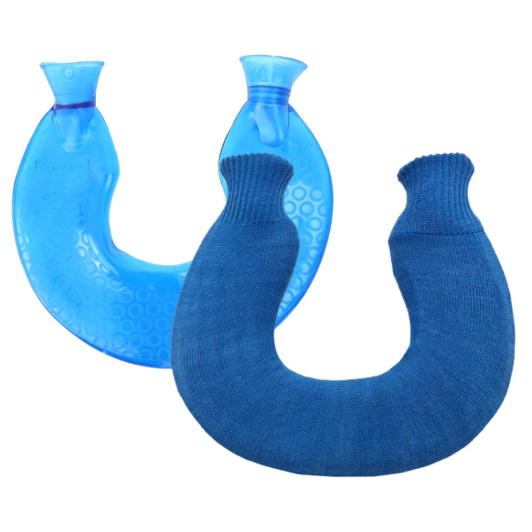 Borsa per acqua calda a prova di esplosione a prova di esplosione della spalla e del collo della compressa calda del PVC a forma di U, Blue + Gray Crystal, Blue + Navy Crystal, Blue + Green Snowflake Knitted, Blue + Gray Knitted, Blue + Cyan Knitted   ...