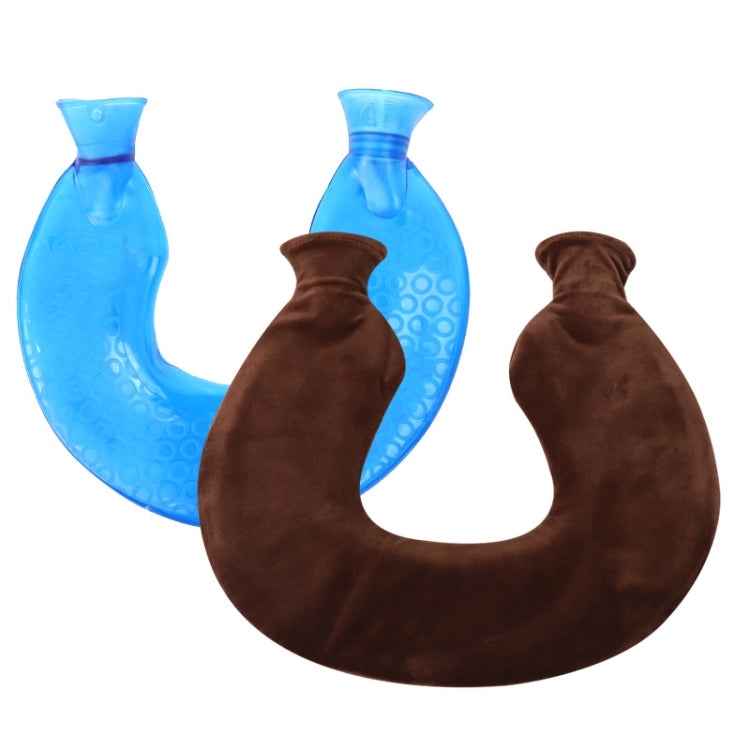Borsa per acqua calda a prova di esplosione a prova di esplosione della spalla e del collo della compressa calda del PVC a forma di U, Blue + Gray Crystal, Blue + Navy Crystal, Blue + Green Snowflake Knitted, Blue + Gray Knitted, Blue + Cyan Knitted   ...