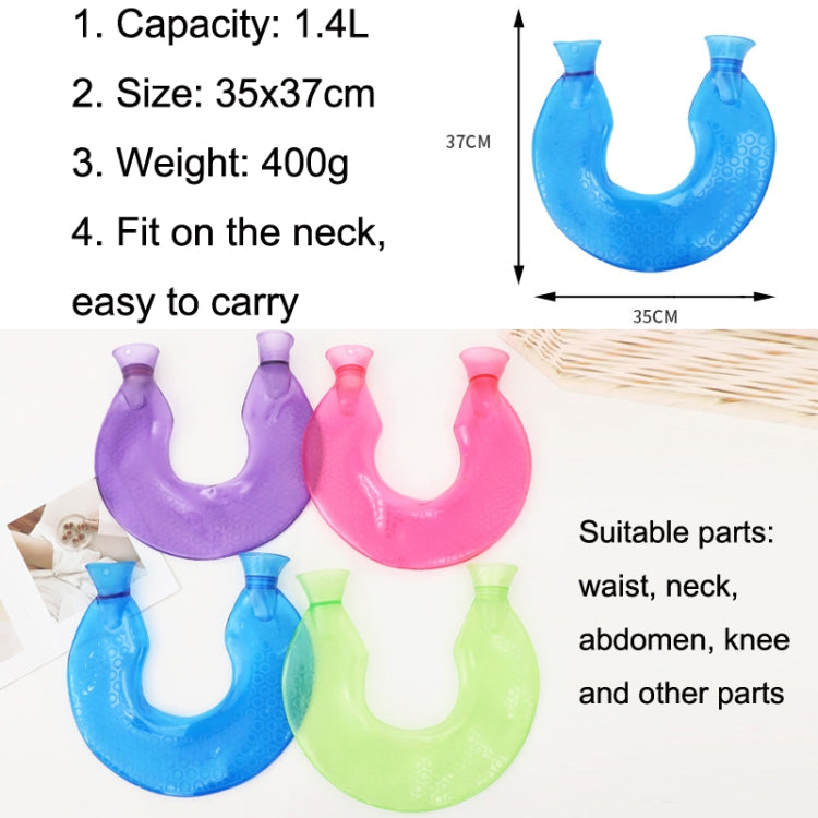 Borsa per acqua calda a prova di esplosione a prova di esplosione della spalla e del collo della compressa calda del PVC a forma di U, Blue + Gray Crystal, Blue + Navy Crystal, Blue + Green Snowflake Knitted, Blue + Gray Knitted, Blue + Cyan Knitted   ...