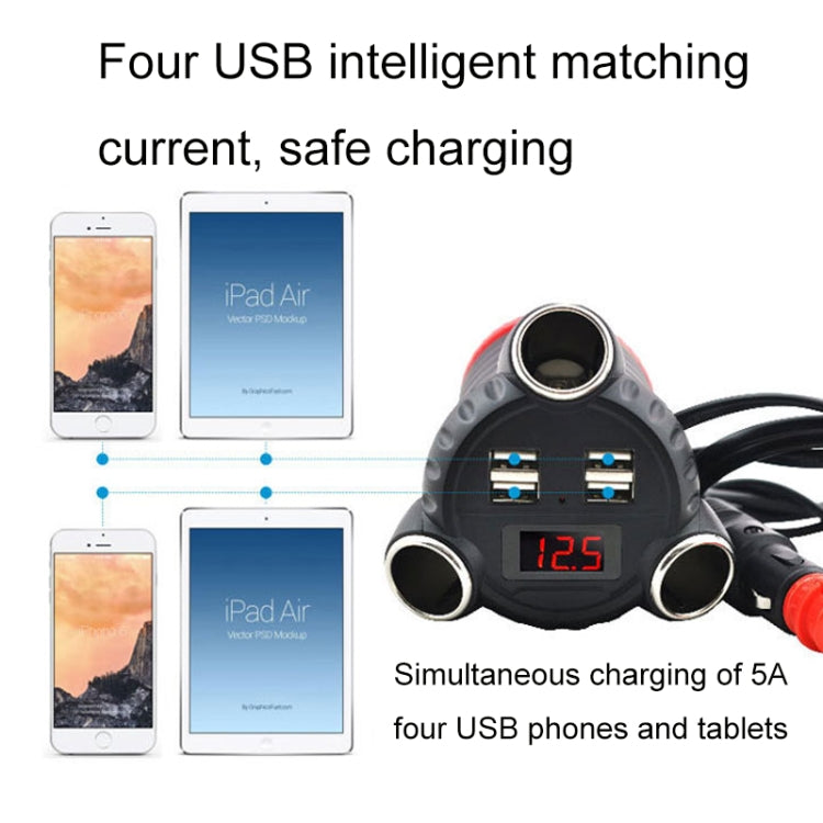 Caricabatteria da auto KingNeed C30 Four USB 3 in 1 Accendisigari per auto, C30