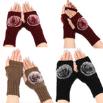 Autunno e inverno donna guanti senza dita palla di pelliccia lana lavorata a maglia maniche calde, Black, White, Dark Gray, Light Grey, Coffee, Wine Red, Khaki, Cream Color