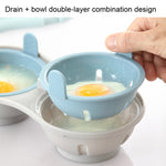 Scatola per uova al vapore a due scomparti Stampo per uova al vapore per microonde, Egg Plate (Blue), Egg Plate (Orange)