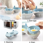 Scatola per uova al vapore a due scomparti Stampo per uova al vapore per microonde, Egg Plate (Blue), Egg Plate (Orange)
