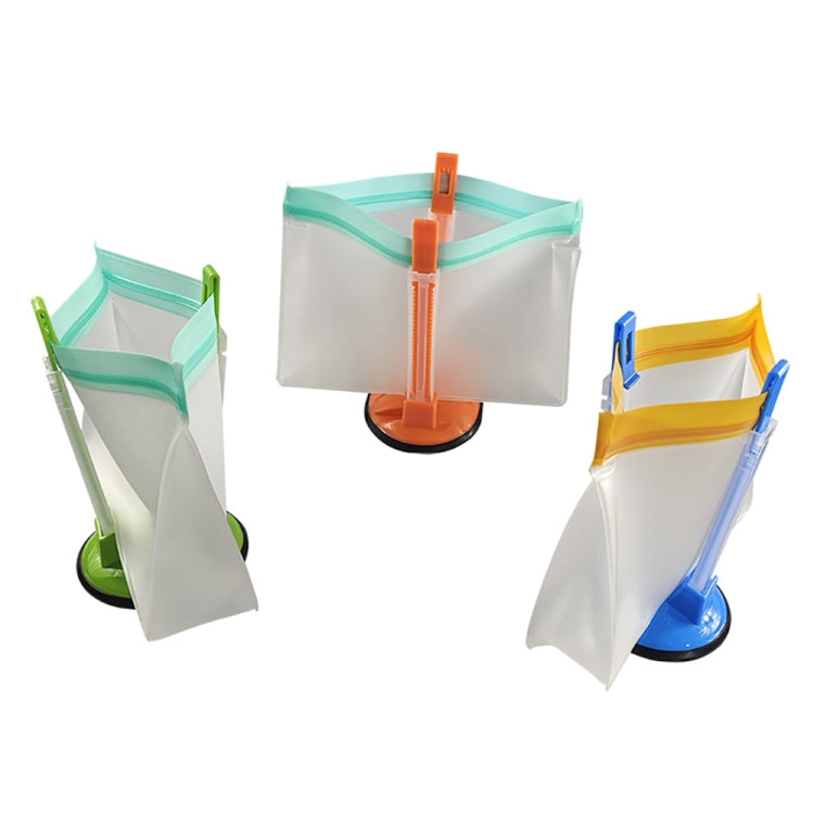 Supporto per rack baggy da 2 pezzi per borsa per la preparazione degli alimenti Borsa per congelatore in plastica Supporto per borsa con chiusura lampo, Green, Blue, Orange