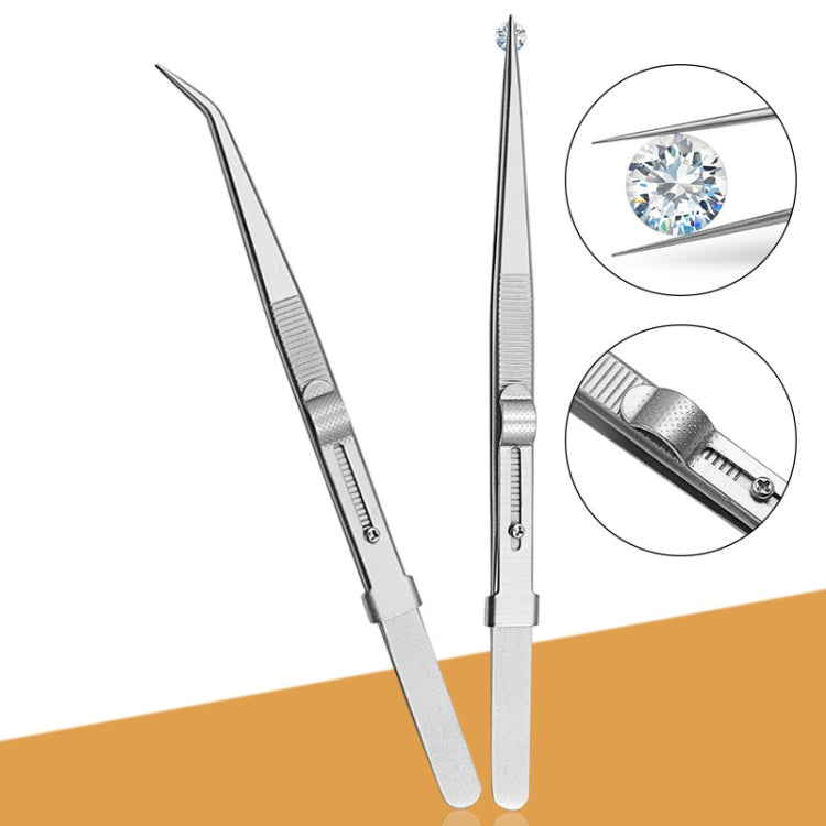 Pinzette per gioielli con diamanti con pinzette in acciaio inossidabile scanalate, specifiche:, Straight, Bending
