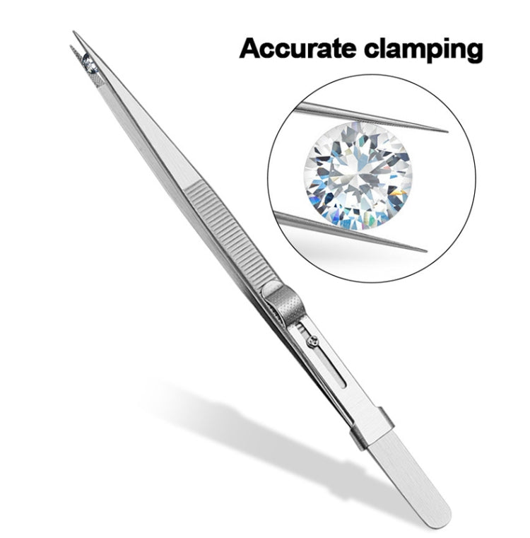Pinzette per gioielli con diamanti con pinzette in acciaio inossidabile scanalate, specifiche:, Straight, Bending