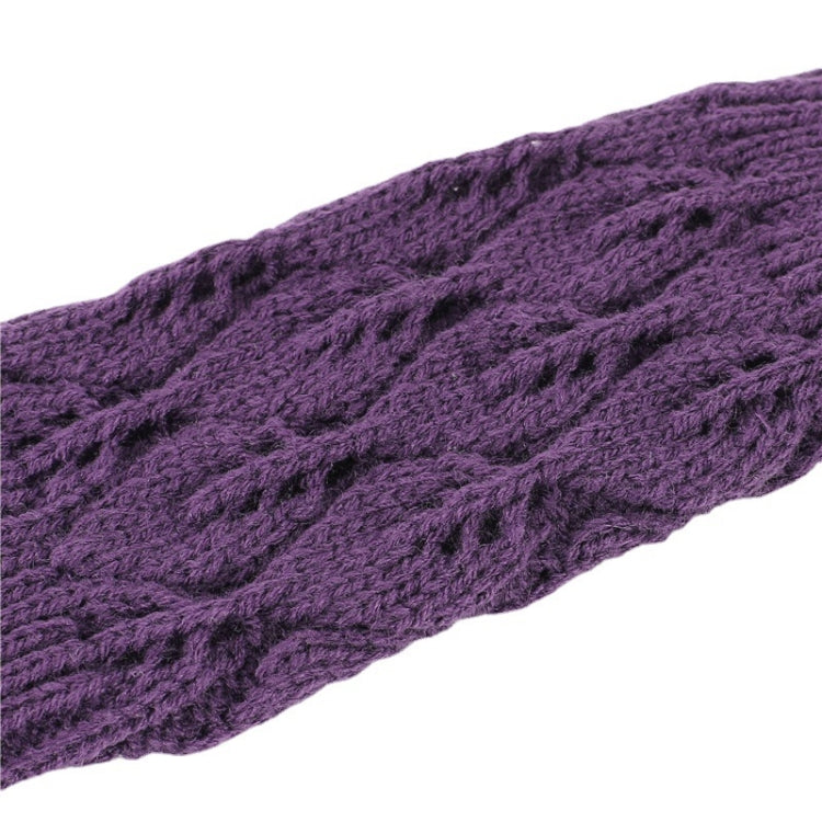 Inverno uomo e donna lavorato a maglia foglie jacquard in bicicletta caldi guanti di lana senza dita, Purple, Black, White, Jujube, Shallow Gray, Coffee, Deep Gray