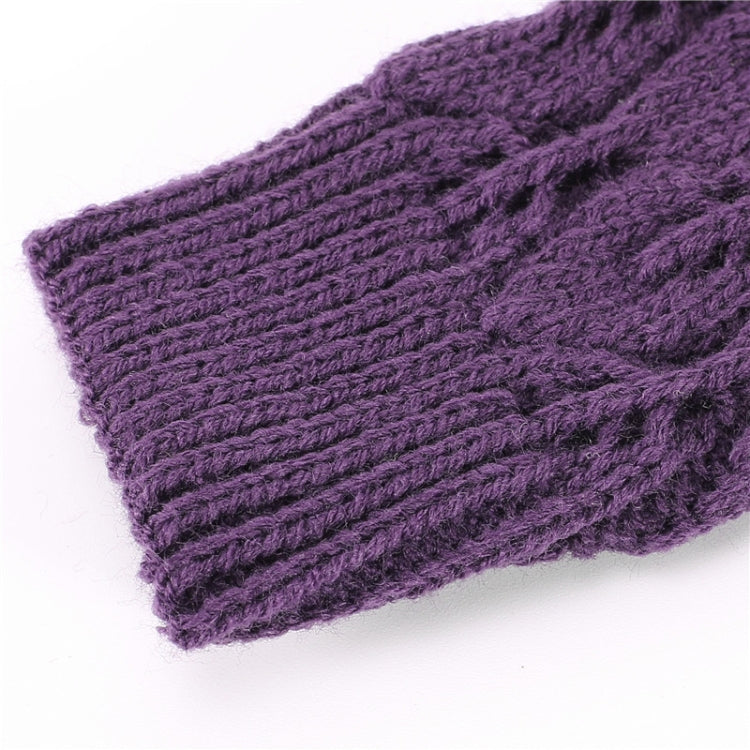 Inverno uomo e donna lavorato a maglia foglie jacquard in bicicletta caldi guanti di lana senza dita, Purple, Black, White, Jujube, Shallow Gray, Coffee, Deep Gray