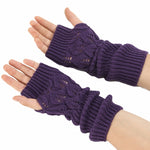 Inverno uomo e donna lavorato a maglia foglie jacquard in bicicletta caldi guanti di lana senza dita, Purple, Black, White, Jujube, Shallow Gray, Coffee, Deep Gray