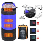 Sacco a pelo in cotone con riscaldamento elettrico USB Regolazione della temperatura a 3 velocità, (180+30)x75cm Blue, (180+30)x75cm Orange
