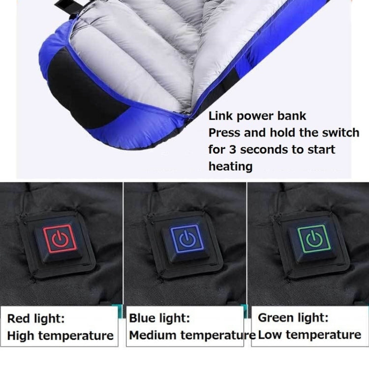 Sacco a pelo in cotone con riscaldamento elettrico USB Regolazione della temperatura a 3 velocità, (180+30)x75cm Blue, (180+30)x75cm Orange