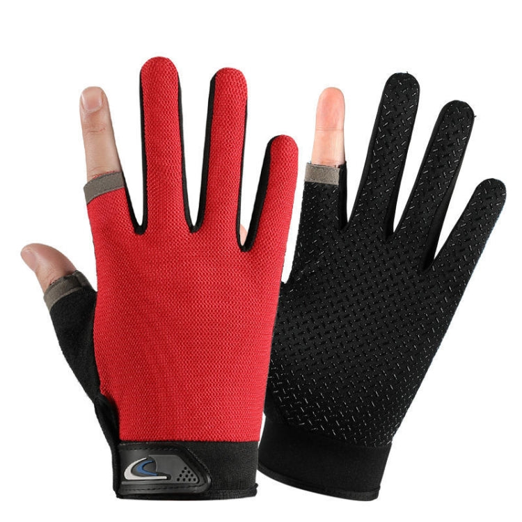 1 paio QX0008 Protezione solare per esterni Guanti da pesca a due dita esposti antiscivolo, Free Size