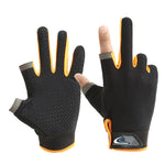 1 paio QX0008 Protezione solare per esterni Guanti da pesca a due dita esposti antiscivolo, Free Size
