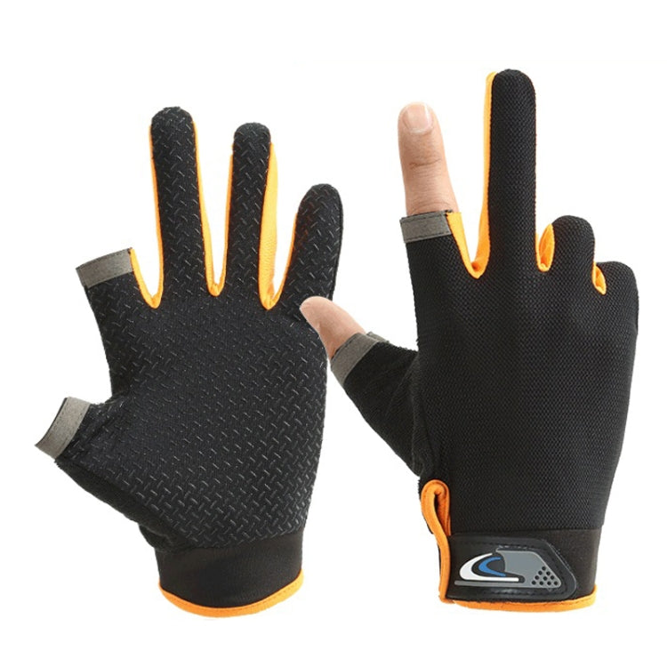 1 paio QX0008 Protezione solare per esterni Guanti da pesca a due dita esposti antiscivolo, Free Size